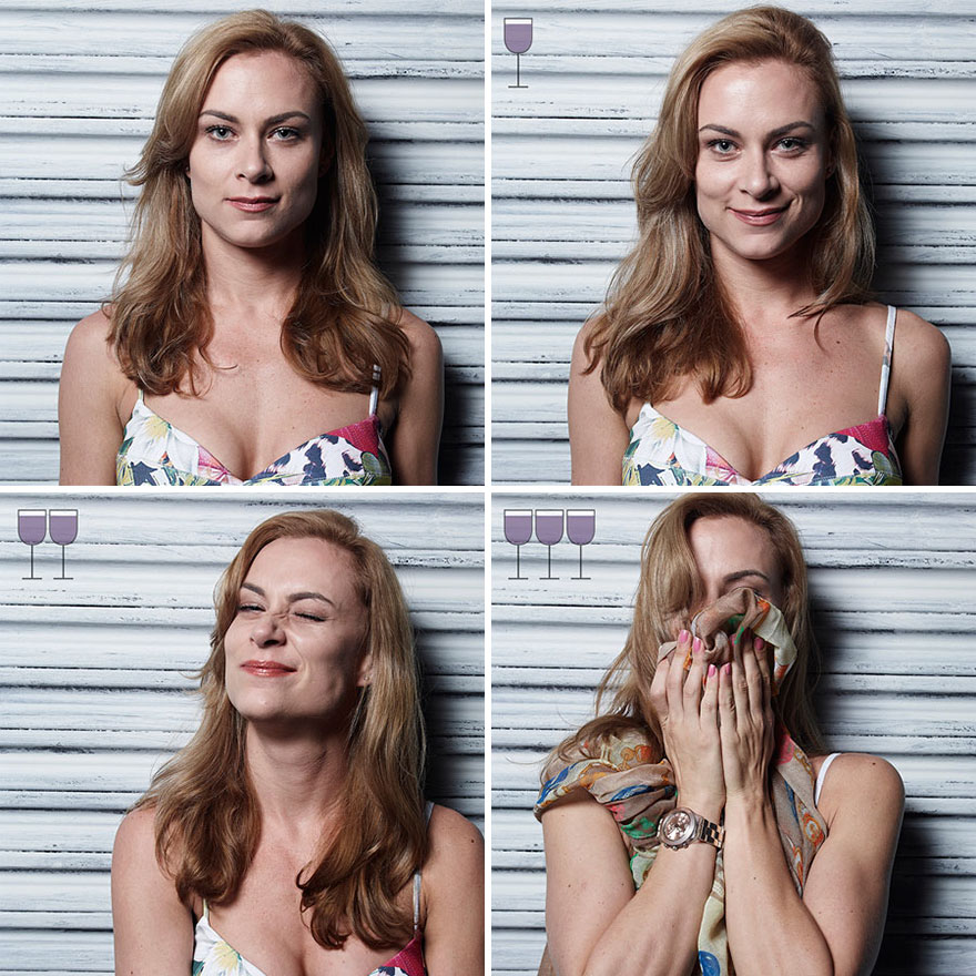 Picture 6 of [Photo] The change of facial expression nuances after drinking 1, 2 and 3 glasses of wine